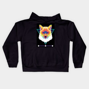 wolf head pop art Kids Hoodie